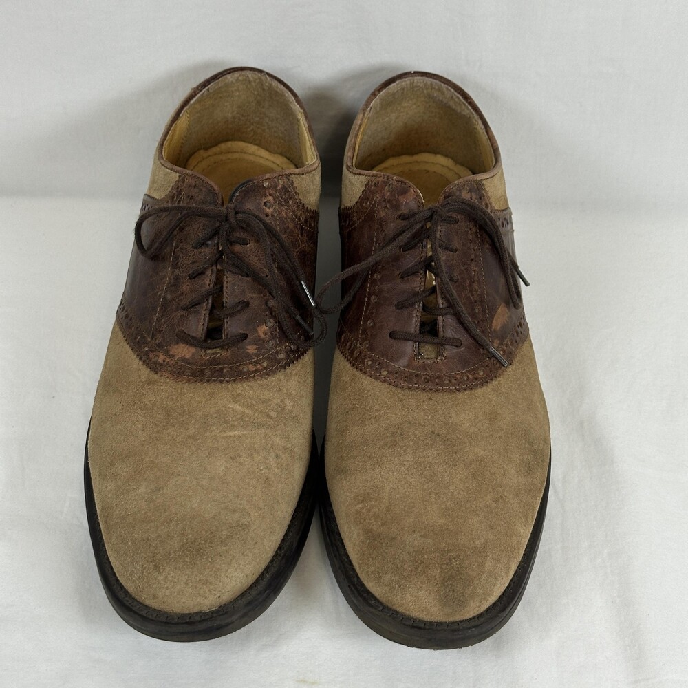 Stafford Shoes Mens Size 10 Brown Suede Leather Saddle Brogue Oxford Two Tone